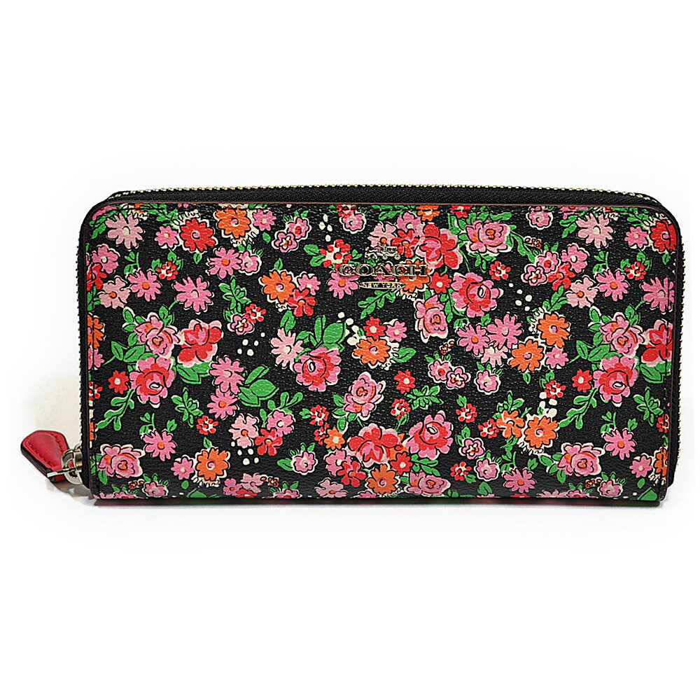 コーチ COACH 財布 長財布 F57641 SVPMC ポージー クラスター フローラルプリント PVC アコーディオン ジップアラウンド ピンクマルチカラー