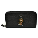 コーチ COACH 財布 長財布 F57390 QB/BK ベースマン コラボ クリーチャーズ レザー アコーディオン ジップアラウンド ブラック