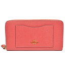 コーチ COACH 財布 長財布 F54007 IMB3R クロスグレイン レザー アコーディオン ジップアラウンド ブライトコーラル