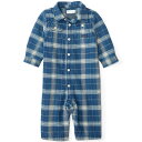 RALPH LAUREN ラルフローレン ロンパース 男の子用青xクリームチェック襟付きコットンツイル前開きカバーオール(サイズ60 70 80) ジャンプスーツ ワンピース ベビー キッズ 出産祝い 【ラ・クーポンで送料無料】【楽ギフ_包装選択】