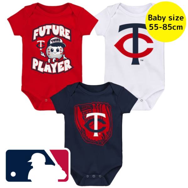 【送料無料】 MLBオフィシャル ベビー服 ロンパース メジャーリーグ ボディースーツ3枚セット カバーオール 肌着 下着 パジャマ 出産祝い ミネソタ・ツインズ Minnesota Twins