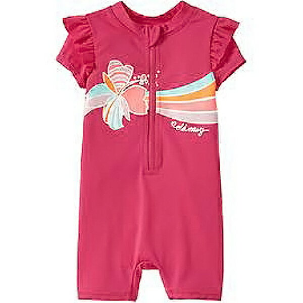 オールドネイビー(OLD NAVY)【2012年最新作】【2歳-5歳用】女の子用ピンクハイビスカス柄肩フリルワンピース型ラッシュガード水着,出産祝い【レビューで送料無料】