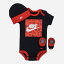 nike ナイキ エア・ジョーダン 男の子用ブラックFutura Block半袖ボディースーツ出産祝い豪華3点セット(60 65 70 75 80/0-12ヶ月サイズ) ボディスーツ 黒ロンパース 帽子 靴下 出産祝い 【ラクーポンで送料無料】【楽ギフ_包装選択】