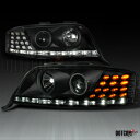 アウディ ヘッドライト FITS 02-04 AUDI A6 LED STRIP PROJECTOR BLACK HEADLIGHTS+AMBER LED TURN SIGNAL 2月4日アウディA6 LEDストリップPROJECTOR BLACKヘッドライト+ AMBERが信号をTURN LED FITS