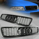 アウディ グリル For Audi A4 S4 B5 Black ABS Sport Mesh S-line RS4 Style Front Hood Grille Grill アウディA4 S4 B5ブラックABSスポーツメッシュS-ラインRS4スタイルフロントフードグリルグリルのための