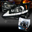 レクサス ヘッドライト 06-09 Lexus IS250 Black LED DRL Signal Projector Headlights+H1 Halogen Bulbs 06-09レクサスIS250ブラックLED DRL信号プロジェクターヘッドライト+ H1ハロゲン電球