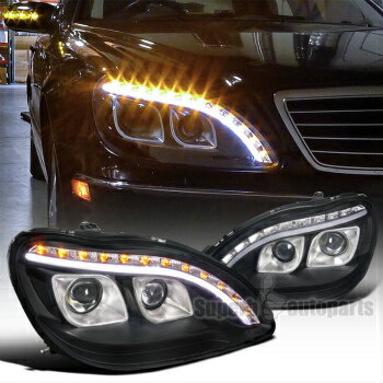 1998-2006 Mercedes Benz W220 S320 S420 Projector LED Signal Black Headlights