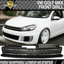 USパーツ 10-14 VWゴルフ6 MK6 GTIスタイルフロントハイバーブラッククロームメッシュグリル - ABS 10-14 VW Golf 6 MK6 GTI Style Front High Bar Black Chrome Mesh Grille - ABS