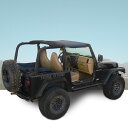 幌 ジープサントップ、97-06ラングラーTJ、ブラックセイルローツ Jeep Sun Top for 97-06 Wrangler TJ in Black Sailcloth