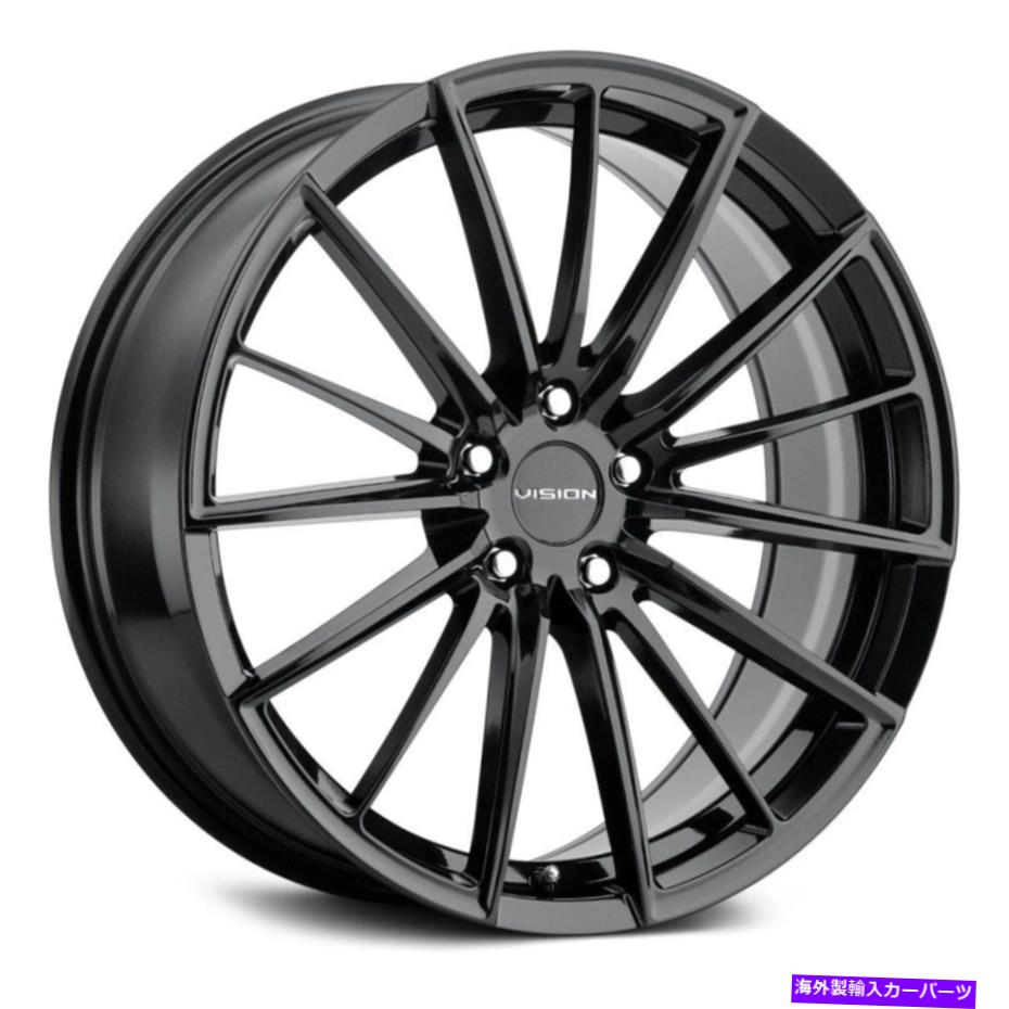 ホイール　4本セット ビジョン473軸ホイール18x8（38、5x114.3、73.1）4のブラックリムセット Vision 473 AXIS Wheels 18x8 (38, 5x114.3, 73.1) Black Rims Set of 4