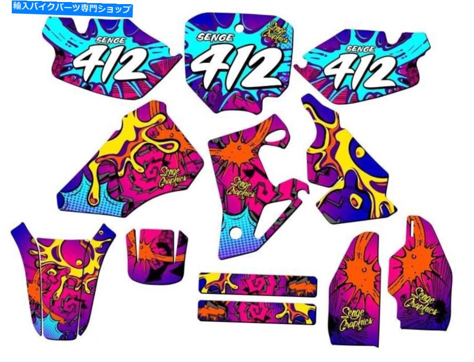 Graphics decal kit 1996-2002 cr 80 zany pink sengeグラフィックスキットとホンダと互換性 1996-2002 CR 80 ZANY Pink Senge Graphics Kit Compatible with Honda