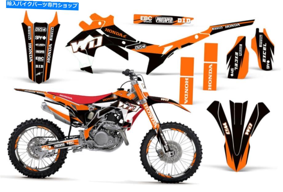 Graphics decal kit フルグラフィックスキットホンダCRF250R 2014 450R 13-16デカールキットWDオレンジ Full Graphics Kit Honda CRF250R 2014 450R 13-16 Decal Kit WD Orange