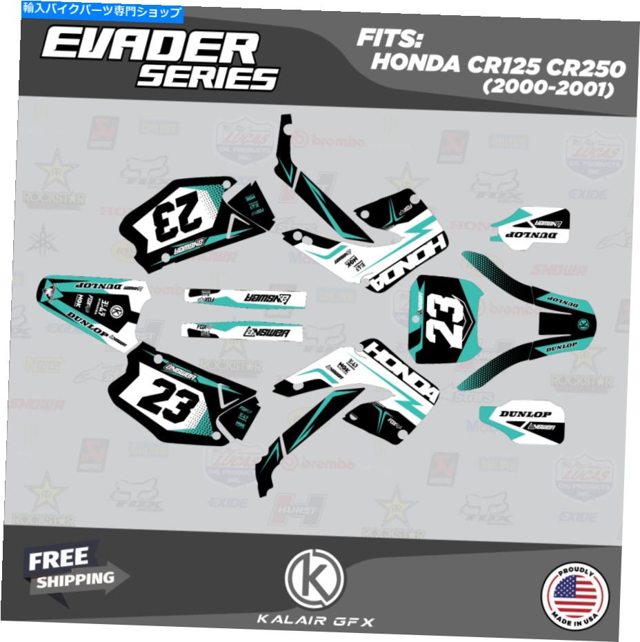 Graphics decal kit ホンダCR125 CR250 2000 2001 CR 125 CR 250 Evader-Tealのグラフィックキット Graphics Kit for HONDA CR125 CR250 2000 2001 CR 125 CR 250 Evader-Teal