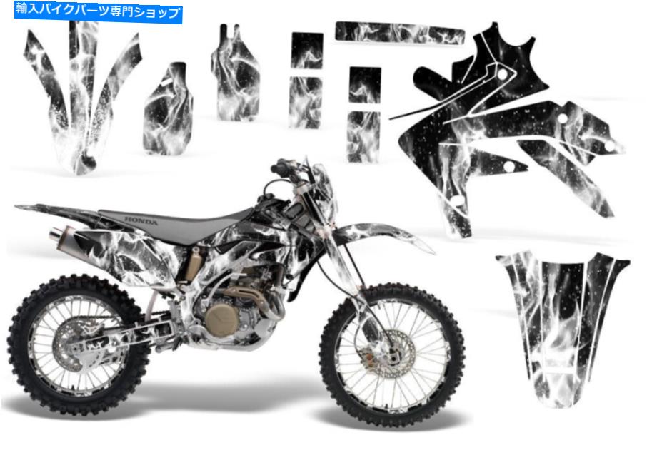 Graphics decal kit ホンダCRF450Xデカールグラフィックスキットダートバイクラップステッカー05-15フレームホワイト Honda CRF450X Decal Graphics Kit Dirt Bike Wrap Sticker 05-15 Flames White