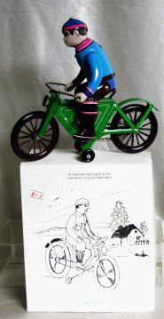 【レトロなブリキ】足の動きがすごい！ゼンマイで走る★自転車に乗る少年（B-7）