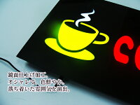 LEDサインボード樹脂型coffeeコーヒー433×233openLED看板/営業中/サインボード/光る看板/ネオン看板/電子看板/電飾看板/店舗/ネオンサイン/ネオン