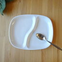 【アウトレット】軽いランチプレート 28cm 2つ仕切り 角丸 軽量強化磁器白 ホワイト 食器 皿 お皿 ワンプレート お子様ランチ お昼ご飯 仕切り皿 昼食 モーニング 朝食 おうち時間