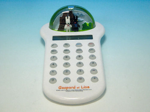リサとガスパールウォータードームのついた電卓