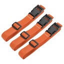 ショッピングキャリーバッグ uxcell ラゲッジベルト トラベルストラップ スーツケースベルト 調整可能 クイックリリースバックル付き バックパック用 旅行用 オレンジ 1.5m長さ 3本入