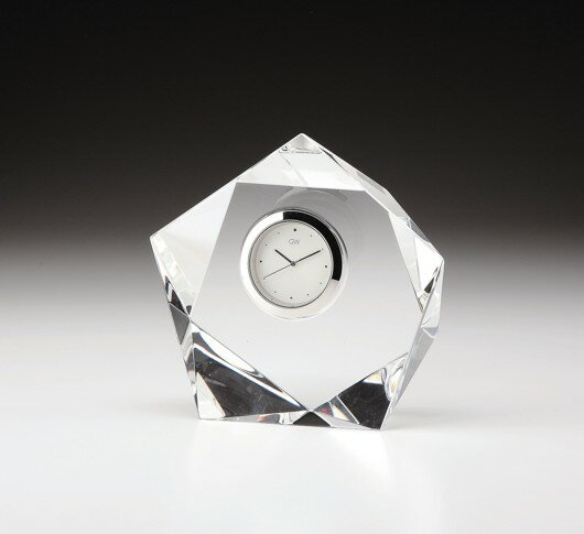 名入れ メッセージ彫刻してお届け！！高級ガラス時計 GLASS WORKS NARUMIペンタゴンクロック（M） 卓上時計 置時計ギフト 贈答 記念品 ナルミ(鳴海製陶)