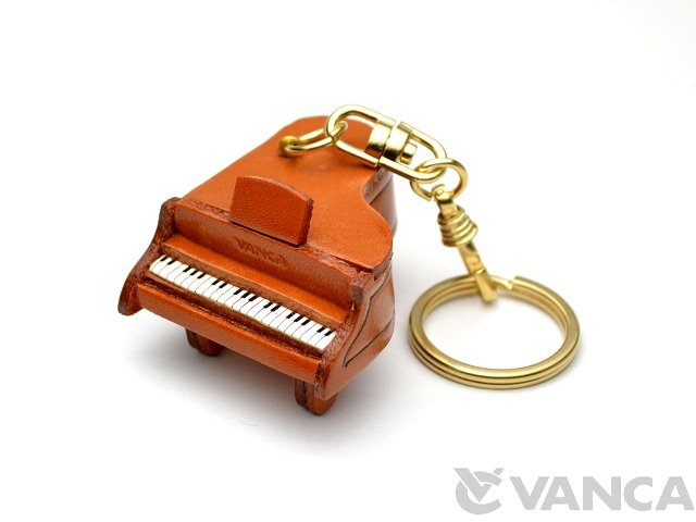 ピアノ <strong>キーホルダー</strong>【レザー 本革 VANCA バンカクラフト革物語 国産 ハンドメイド 贈り物 即納】