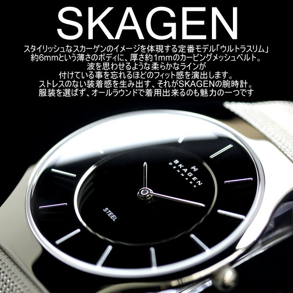 【SKAGEN】スカーゲン ウォッチ ウルトラスリム ステンレスボディ メッシュベルト腕時計 233LSSB【ky】