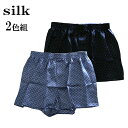 シルクトランクス2色セット/送料無料/2色組み/柄入り/シルクサテン100%/シルク/絹/メンズ/