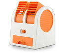 小型 ダブルクーラーファン 冷却ファン USB式 卓上クーラー 給電式 携帯 扇風機 冷風機 (オレンジ)[送料無料(一部地域を除く)]