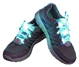 LED搭載 <strong>光る靴ひも</strong> 左右セット ブルー LED 靴紐 ナイロン シューレース フラッシュ ストリング[定形外郵便、送料無料、代引不可]