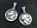 【古代ギリシャ/ドラクマ銀貨(レプリカ)/女神アテナ/フクロウ】 Silver925 リバーシブル/コインタイプ/ペンダントトップ