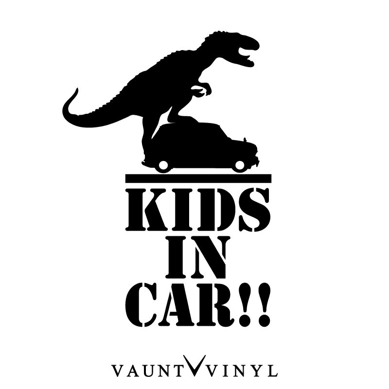 怪獣が乗ってる!? Kids (baby) in car カッティング ステッカー 恐竜 ティラノ T-REX ティラノサウルス / アウトドア ミリタリー デリカ D5 ジムニー ハスラー アルファード ステップワゴン / オリジナル シール / 吸盤 マグネット 非対応 10P05Aug17