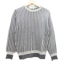 【中古】ライカ RAIKA ニット セーター 長袖 ストライプ カットソー M チャコールグレー 白/9 メンズ 【ベクトル 古着】 200117 ベクトル マークスラッシュ