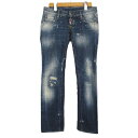 【中古】ディースクエアード DSQUARED2 11AW スリム ジーンズ ダメージ ペイント加工 デニム パンツ 36 インディゴ/t24★1☆AA★ レディース 【ベクトル 古着】 200213 ベクトル マークスラッシュ