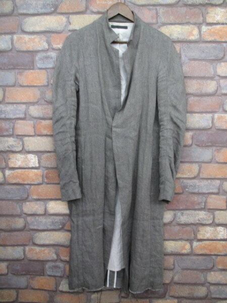 【N4／エヌフォー】 チェスターコート ロングジャケット 2 グレー カットオフ メンズ メンズ 【ベクトル 古着】【中古】 140817