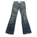 【中古】タヴァニティソージーンズ TAVERNITI SO JEANS デニム パンツ ジーンズ フレア ペイント ダメージ加工 25 インディゴ レディース 【ベクトル 古着】 200212 ベクトル マークスラッシュ