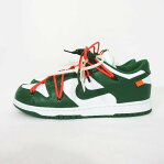 美品 オフホワイト OFF WHITE ×NIKE DUNK LOW LTHR/OW ダンクローカット スニーカー シューズ CT0856-100 パイングリーン ホワイト サイズ27cm ☆AA★ 200306 ベクトル マークスラッシュ