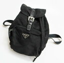 プラダ PRADA ロゴ三角プレート ナイロン ミニ リュック黒ブラック ブランド古着ベクトル 中古●170814 0025 レディース