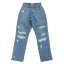 未使用品 エヴリス EVRIS デニムパンツ ジーンズ ボーイズ 17SS BACKスラッシュ ダメージ M ブルー レディース 【中古】【ベクトル 古着】 180106 ブランド古着ベクトルプレミアム店
