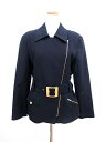 ジョルジュレッシュ GEORGES RECH ジャケット ライダース ベルト ウール 9 紺 ネイビー レディース 【中古】【ベクトル 古着】 170422 ブランド古着ベクトルプレミアム店