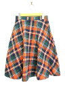 神戸レタス Kobe Lettuce スカート ロング丈 フレア ギャザー チェック ポリエステル F オレンジ 紺 ネイビー ※MH レディース 【中古】【ベクトル 古着】 170405 ブランド古着ベクトルプレミアム店