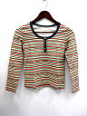 ノーリーズ Nolley's Tシャツ カットソー ヘンリーネック ボーダー 薄手 長袖 M 緑系 レディース 【ベクトル 古着】【中古】 160510