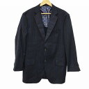 エトロ ETRO テーラードジャケット 背抜き 2B ストライプ ウール シルク 紺系 ネイビー 52 メンズ 【中古】【ベクトル 古着】 180619 ブランド古着ベクトルプレミアム店
