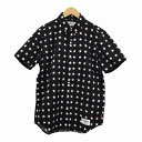 ワコマリア WACKO MARIA シャツ 15SS 半袖 ボタンダウン 星 総柄 タグ 綿 コットン 黒 白 ブラック ホワイト L メンズ 【中古】【ベクトル 古着】 180707 ブランド古着ベクトルプレミアム店