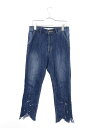 ニコアンド Niko and.. JEANS パンツ デニム ジーンズ ペイント加工 カットオフ テーパード USED加工 XS 青 ブルー /kk レディース 【中古】【ベクトル 古着】 180720 ブランド古着ベクトルプレミアム店