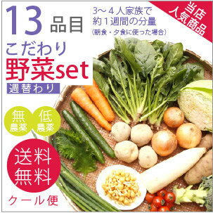 無農薬・低農薬！13品目こだわり野菜セット【送料無料】【野菜】【減農薬】【無農薬】【野菜】…...:vegetable-heart:10000143