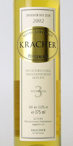 [2002]　トロッケンベーレン・アウスレーゼ　No.3　ヴェルシュリースリング　ツヴィッシェン・デン・ゼーン　ハーフ　 375ml　（クラッハー）　白ワイン【コク極甘口】【楽ギフ_のし宛書】【YDKG】円高還元【b_2sp0318】