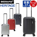 BERMAS バーマス スーツケース 37L heritage ハードケース ファスナーケース スーツケース キャリーバッグ キャリー バッグ ストッパー TSAロック USBポート 充電 黒 ミニポーチ 旅行 出張 ビジネス 日帰り メンズ 男性 1泊 2泊 機内持ち込み可能 60490