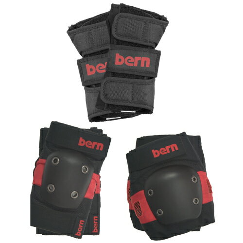 bern バーン JUNIOR SKATE PAD SET Red FREE [スケートパッドセット][レッド][パッド][プロテクター3点セット][フリーサイズ]bern バーン 自転車 パッド プロテクター 子供用 手首、肘、膝プロテクター3点セット