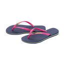 ハワイアナス(HAVAIANAS) スリムブラジル ネイビーブルービーチサンダル (Lady's)