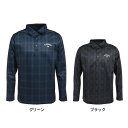 キャロウェイ(CALLAWAY)ゴルフウェア チェックプリント裏起毛スムース 長袖シャツ C22233104(メンズ)